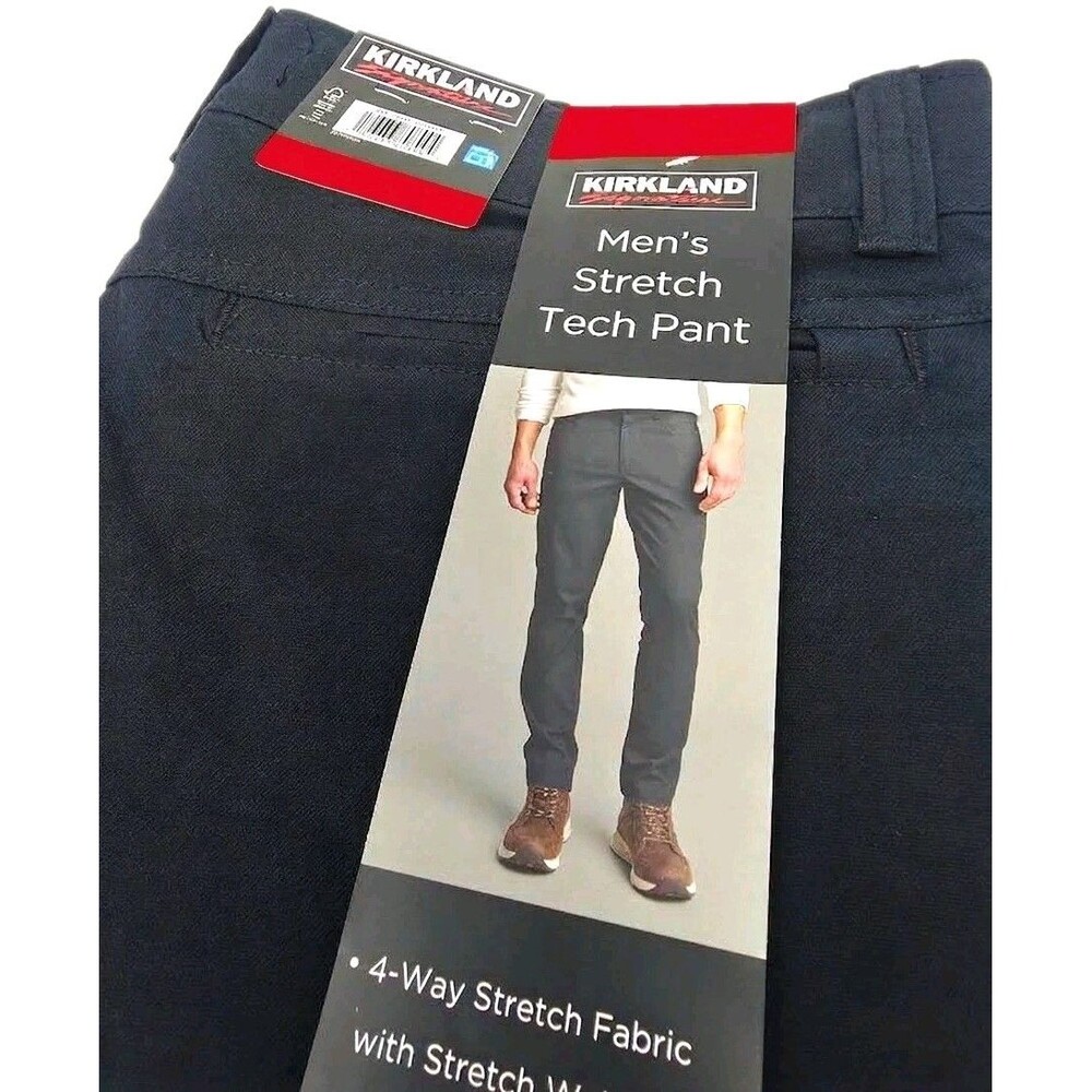 Kirkland Signature Mens 34x29 Straight Stretch Tech Pant Flex Waist Zip Pockets